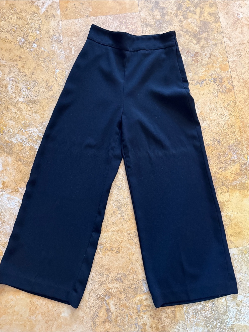 Zara Black Wide-Leg  Pants With Side Zipper
